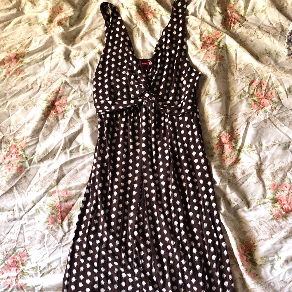 Cute Brown Midi Tie Dress
